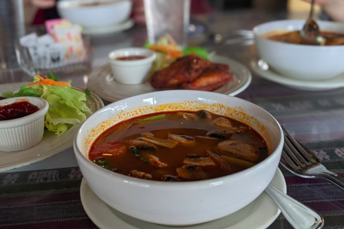 Lunch special soup of the day with mushrooms and other veggies